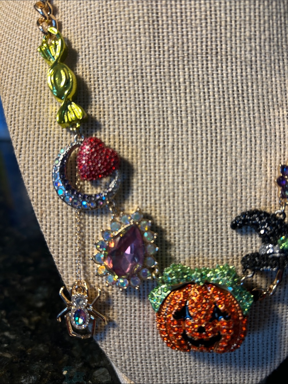 Betsey Johnson Multicolor Halloween Pumpkin Charm Necklace - Picture 3 of 5